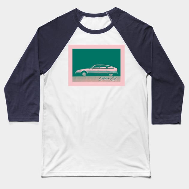 Citroën CX ------ Retro Style Duotone Aesthetic Car Art Baseball T-Shirt by unknown_pleasures